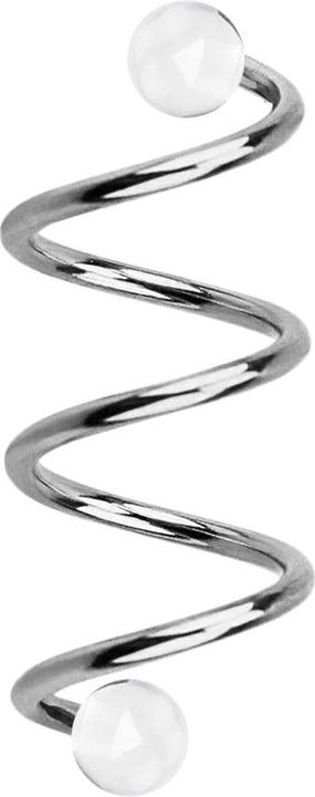 Immagine prodotto Star Piercing Micro spirale d'argento con due sfere trasparenti (senza ottone, Acciaio chirurgico 316L)