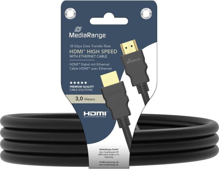 Image du produit MediaRange HDMI (Typ A) — HDMI (Typ A) (3 m)