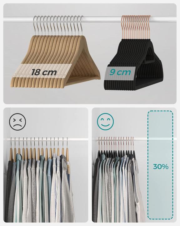 Immagine prodotto Songmics Kleiderbügel Samt 30er Set Schwarz (30 x)