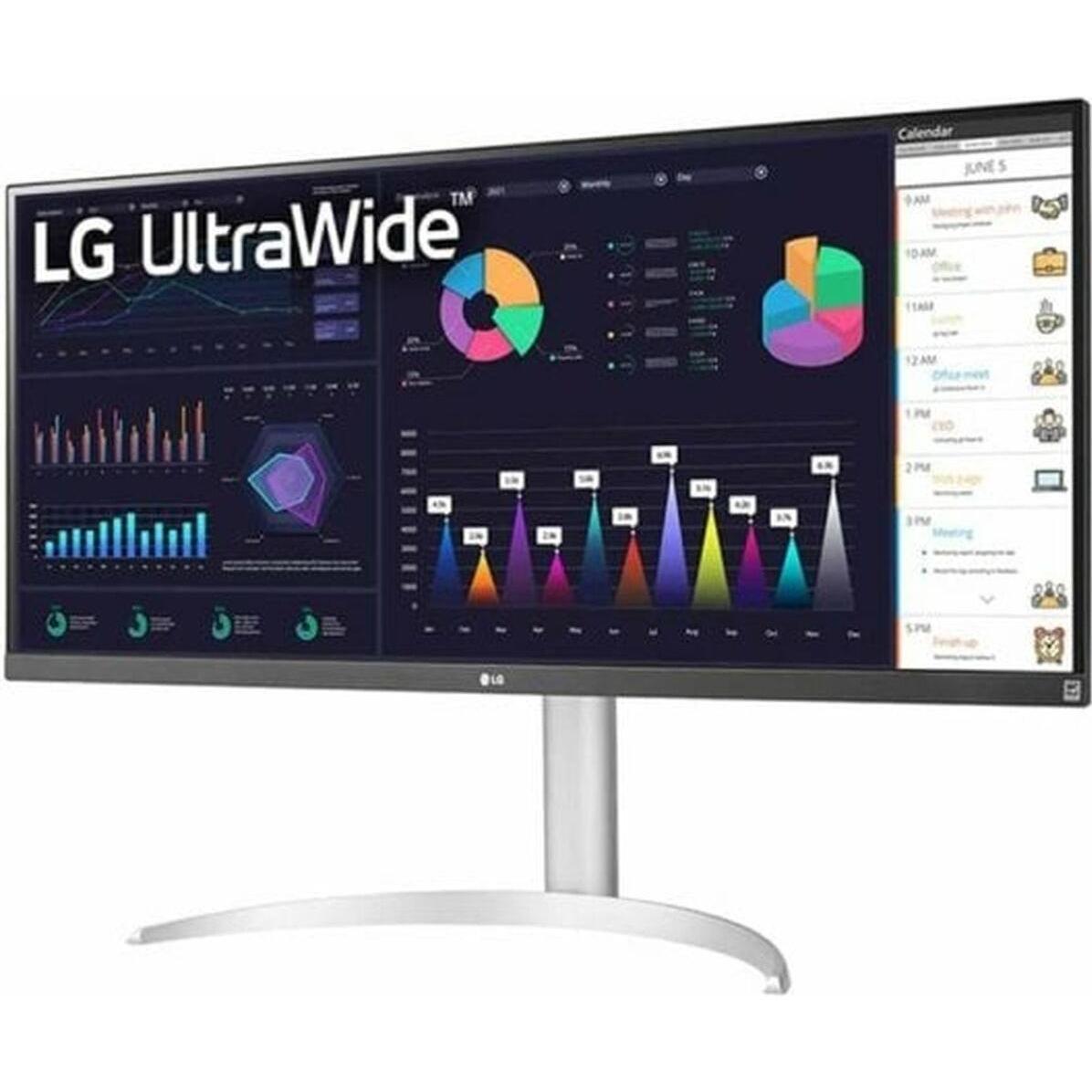 LG 34WQ650-W (2560 x 1080 Pixel, 34"), Monitor, Schwarz, Weiss, Silber
