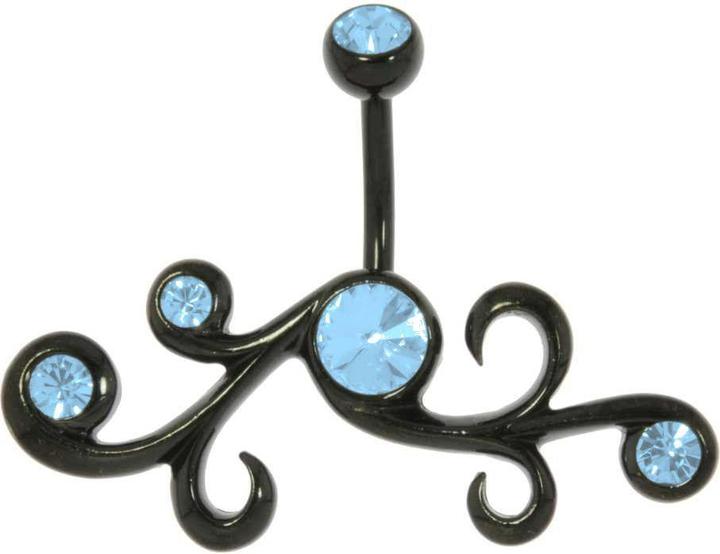 Produktbild Bijouteria Bauchpiercing (PVD Beschichtung (schwarz), Chirurgenstahl 316L, Kristall)
