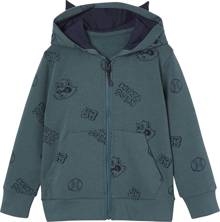 Actual product image Vertbaudet Boys' hooded sweat jacket with ears and recycled polyester (104)