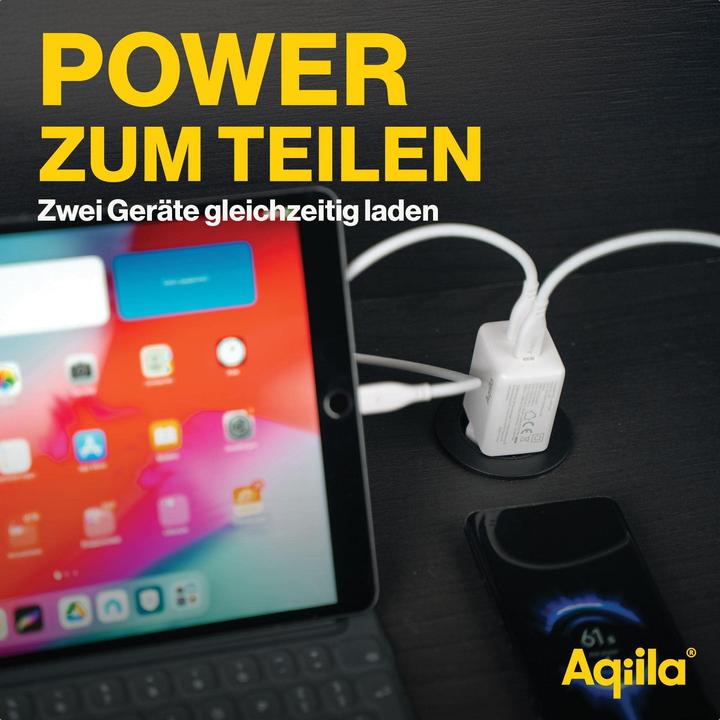 Image du produit Aqiila Chargebird W2 - Chargeur mural GaN, 45W PD - Blanc (45 W, 2 ports)