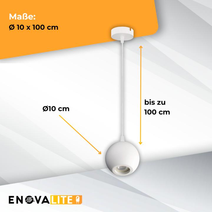 Actual product image Enovalite LED-Pendellampe GLOBE, GU10-Fassung, IP20, Ø10cm, 1flammig, weiss (GU10)