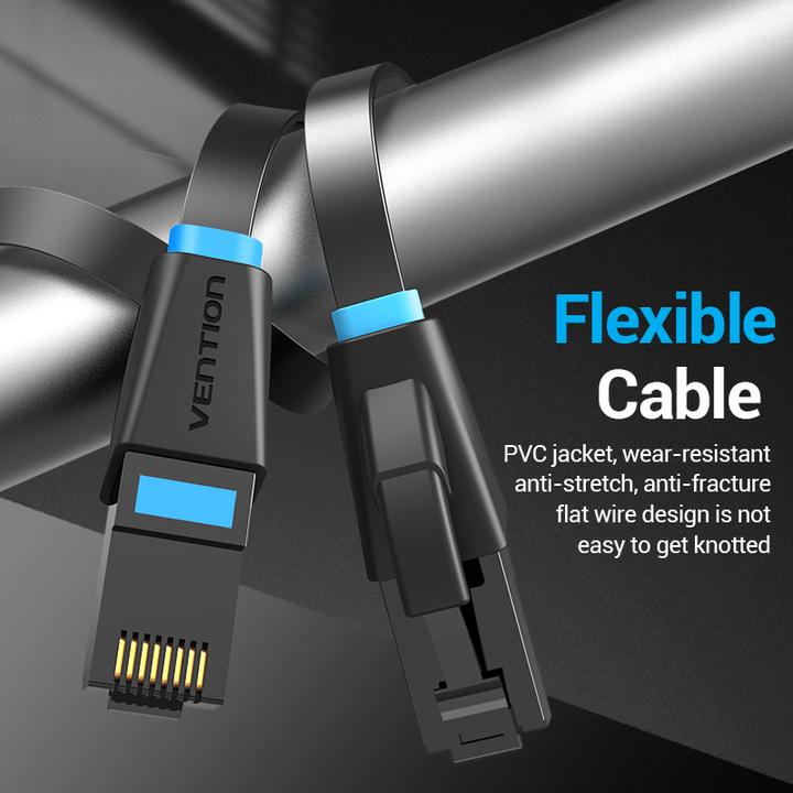 Produktbild Vention Flat UTP Category 6 Network Cable IBJBN 15m Black (CAT6, 15 m)