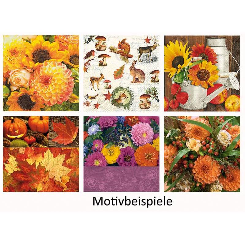 Idena, Servietten, Serviette 33x33cm Herbstmotive sortiert (33 x 33 cm)