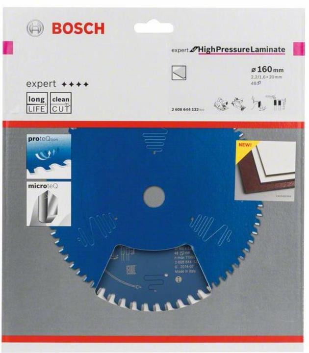 Produktbild Bosch Professional Zubehör Kreissägeblatt Expert for High Pressure Laminate, 160 x 20 x 2,2 mm, 48
