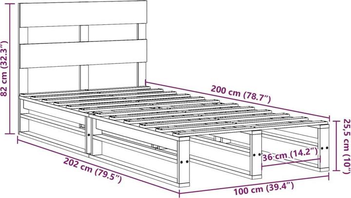Actual product image vidaXL Bettrahmen (100 x 200 cm)