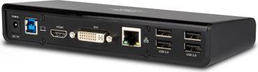 Productafbeelding Hamlet USB 3.0 Docking Station met Dual Display DVI en HDMI, hub met 6 USB-poorten, LAN EN AUDI (USB-A, USB-B, 6 Havens)