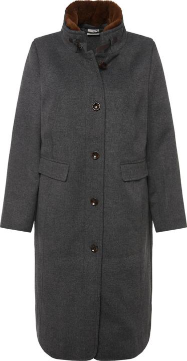 Image du produit Ulla Popken Manteau style tyrolien à col montant et fermeture éclair à double sens, fourrure tissée (56)