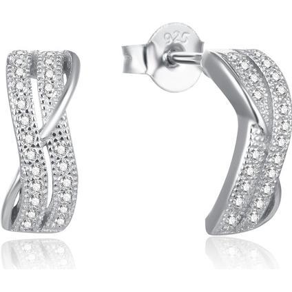 Beneto, Ohrringe, Modern silver earrings with clear zircons AGUP2261 (L)