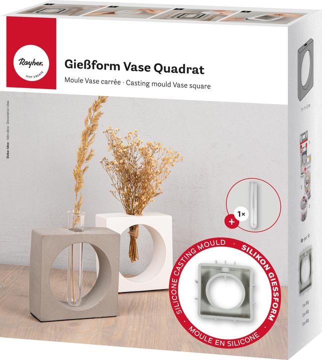 Actual product image Rayher Silicone casting mould "Vase square with circle"