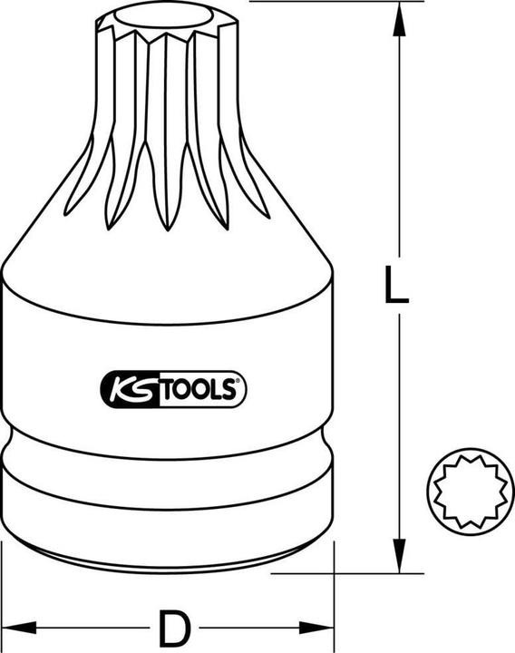 Actual product image KS Tools 1/2"" Power Bit Socket XZN,short,M14