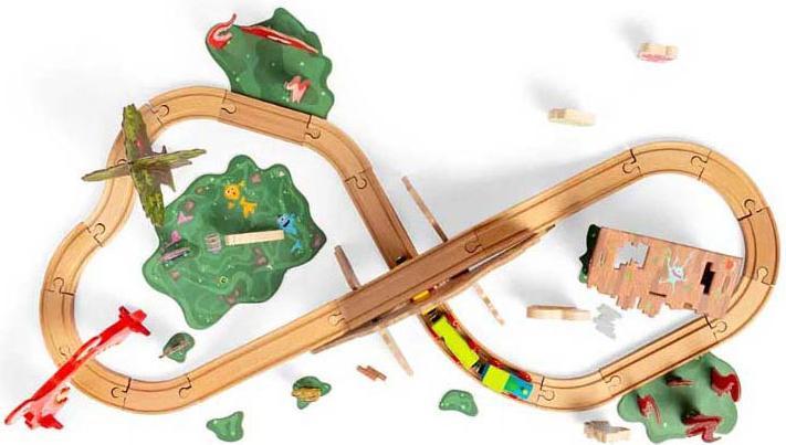 Produktbild Bigjigs Holz-Monstereisenbahn-Set, 50-tlg.
