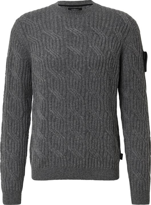 Produktbild s.Oliver Strickpullover Strickpullover aus 100% Wolle mit Zopfmuster und Ärmel-Patch (S)