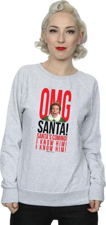 Actual product image Elf Womens/Ladies OMG Santa I Know Him Sweatshirt (L)