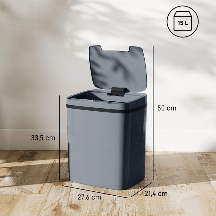 Actual product image Homcom Sensor Mülleimer Kunststoff Grau (15 l)