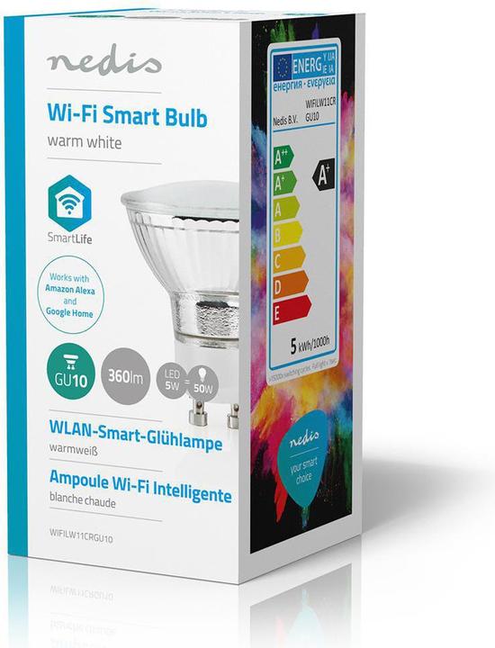 Produktbild Nedis WIFILW11CRGU10 Smart Lighting Intelligente Glühbirne Chrom WLAN (GU10, 330 lm, 1x)