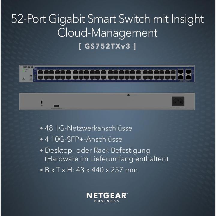 Produktbild Netgear 48 Port Gigabit Smart Switch, non-PoE, w (52 Ports)