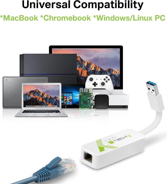 Produktbild Techly IDATA USB-ETGIGA-3A Ethernet (USB, RJ45 Gigabit Ethernet (1x))