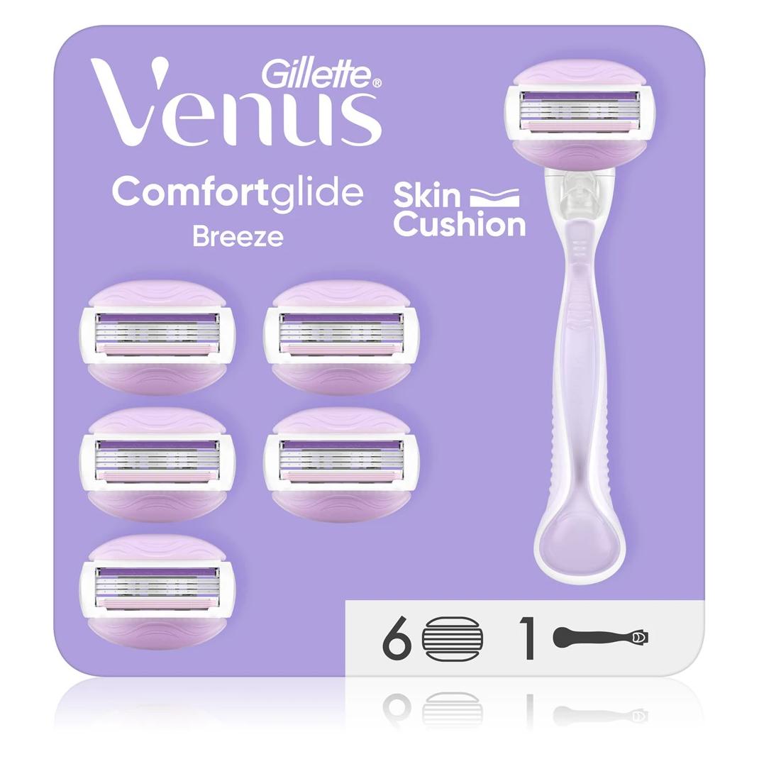 Gillette, Scheermesjes, Venus Comfortglide Breeze Scheermes Voor Dames Met 1 Handvat En 6 Navullingen