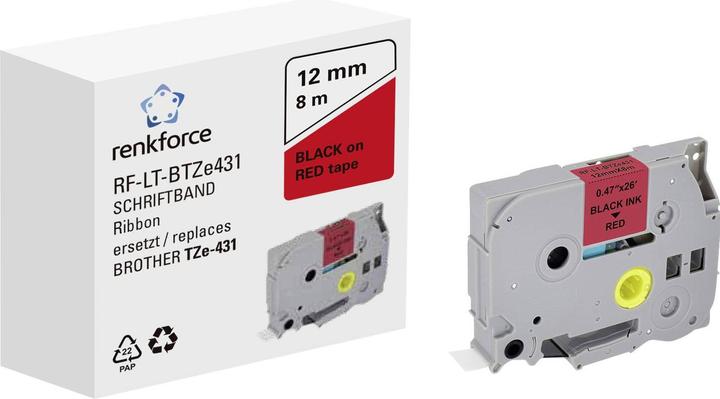 Produktbild Renkforce Schriftband RF-LT-BTZe431 Kompatibel ersetzt Brother TZe-431 12 mm B (1.20 cm, Rot)