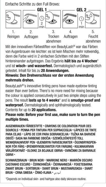 Nährwerte und Zutaten Refectocil BeautyLash Two Go
