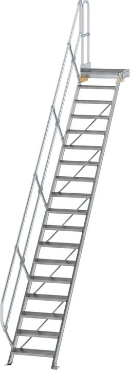 Produktbild Munk Treppe mit Plattform 45° Stufenbreite 600 mm 18 Stufen Aluminium geriffelt (Gerüst, 46 cm)