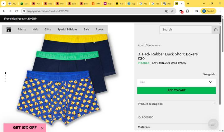 Produktbild Happy Socks 3-Pack Cloudy Short Boxers (S, 3er Pack)