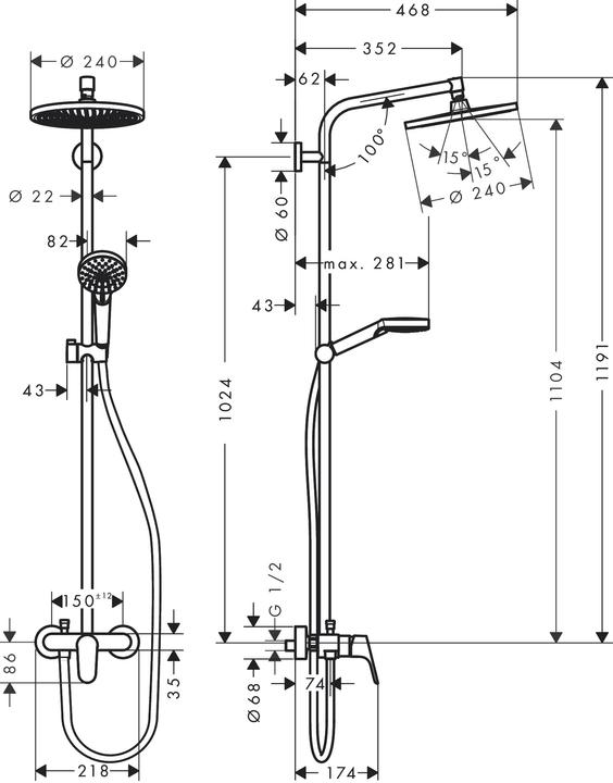 Image du produit hansgrohe Showerpipe CROMETTA S 240 1JET