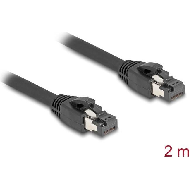 Thumbnail - Delock RJ45 Netzwerkkabel Cat.8.1 S/FTP 2 m bis 40 Gbps schwarz (S/FTP, CAT8.1, 2 m), Netzwerkkabel