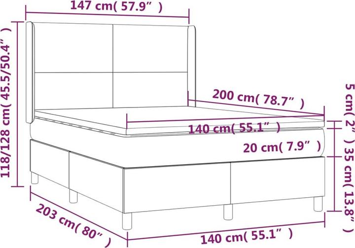 Actual product image vidaXL Boxspringbett (140 x 200 cm)