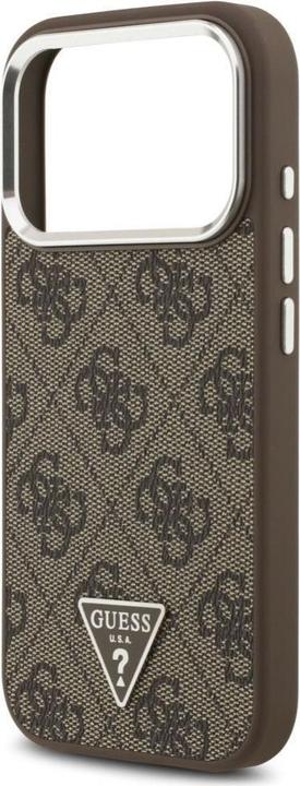 Produktbild Guess Case Magsafe 4G PU Leather Case With Triangle Logo And Silver Metal Camera Frame For iPhone 17 (Apple iPhone 17 Pro)