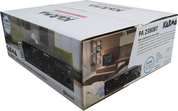 Actual product image Karma Italiana PA 2380BT audio amplifier 4.0 channels Home Wired and wireless Black (Amplifier)
