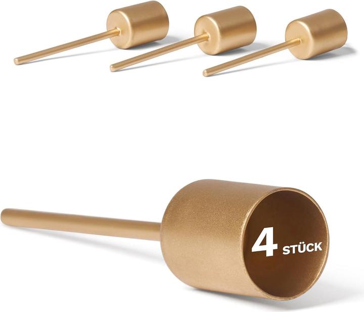 Produktbild Novaliv 4x Stabkerzenhalter gold I Kerzenpick 10 x 2,5 cm Kerzenstecker für Stabkerzen (Ø 2.5 x 10 cm)