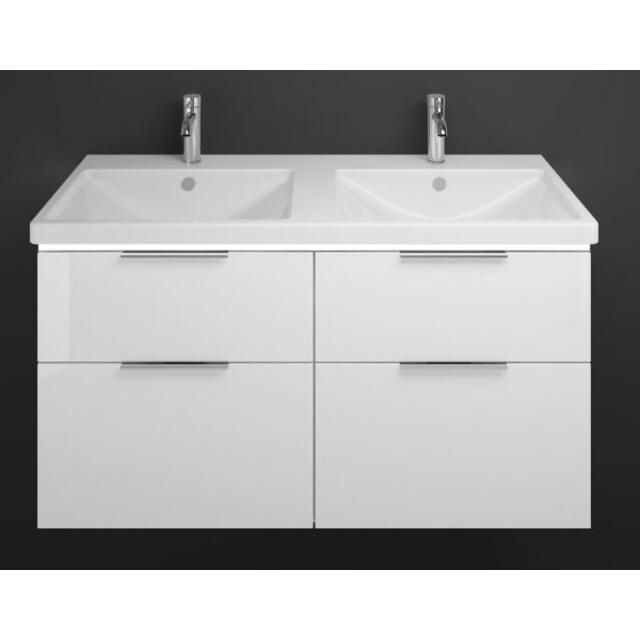 burgbad, Badmöbelset, Eqio Keramik-Doppelwaschtisch inklusive Waschtischunterschrank und LED-Waschtischunterschran