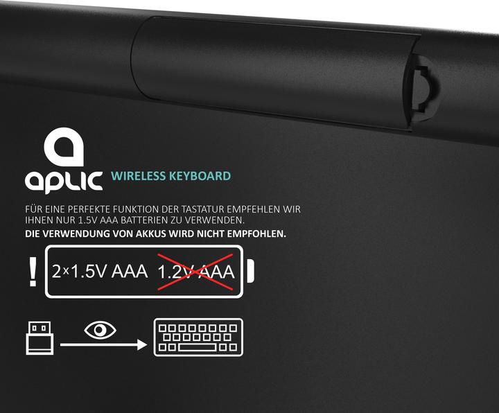 Produktbild Aplic Wireless Tastatur, kabelloses Slim Keyboard 2,4GHz, Windows Tastaturlayout, QWERTZ Layout (DE, Kabellos)