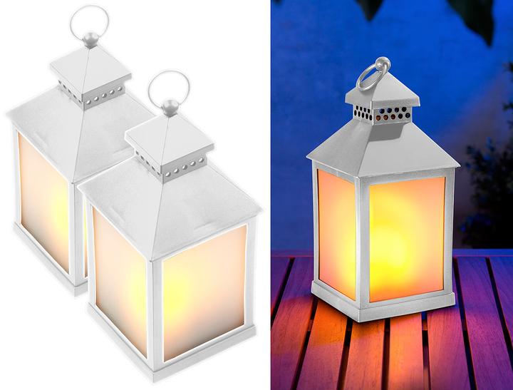 Lunartec Confezione da 2 lanterne a LED con fiamme realistiche e timer (2 x)