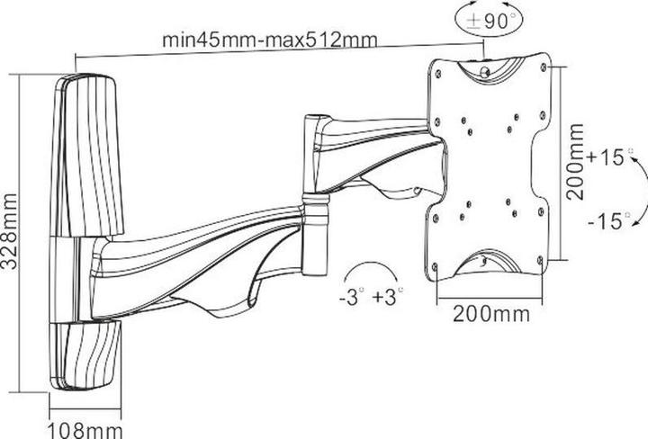 Image du produit Xantron Support mural TV pivotant (Mur, 42", 30 kg)