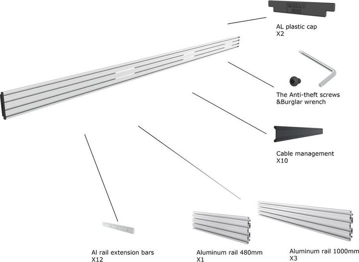 Immagine prodotto Multibrackets Profilo in alluminio per Pro System, argento
