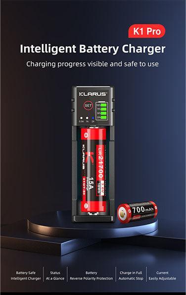 Immagine prodotto Klarus Caricabatterie K1-PRO con porta USB (1 pz., Caricabatterie senza batteria)