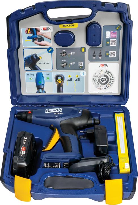 Actual product image Rapid Cordless glue gun BGX500 18V P4A in case incl. battery and charger