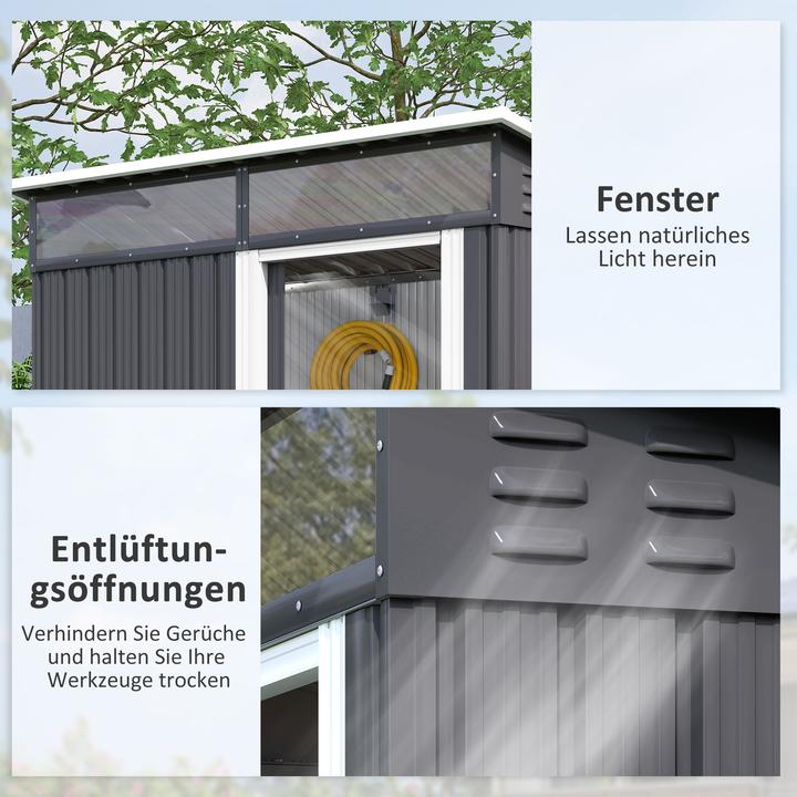 Actual product image Outsunny Gerätehaus Stahl Dunkelgrau