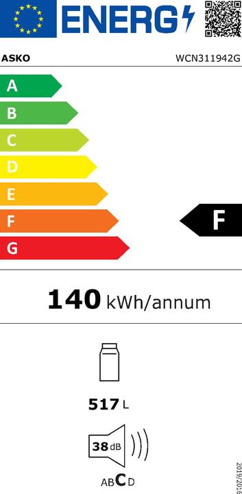 Etichetta energetica Asko Armadio per vini a libera installazione ELEMENTS WCN311942G Frontale in vetro nero