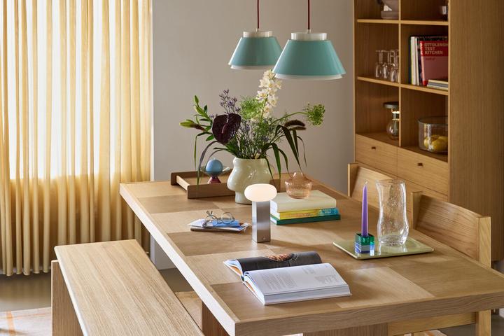 Image du produit Hübsch Low Tragbare Lampe Nickel