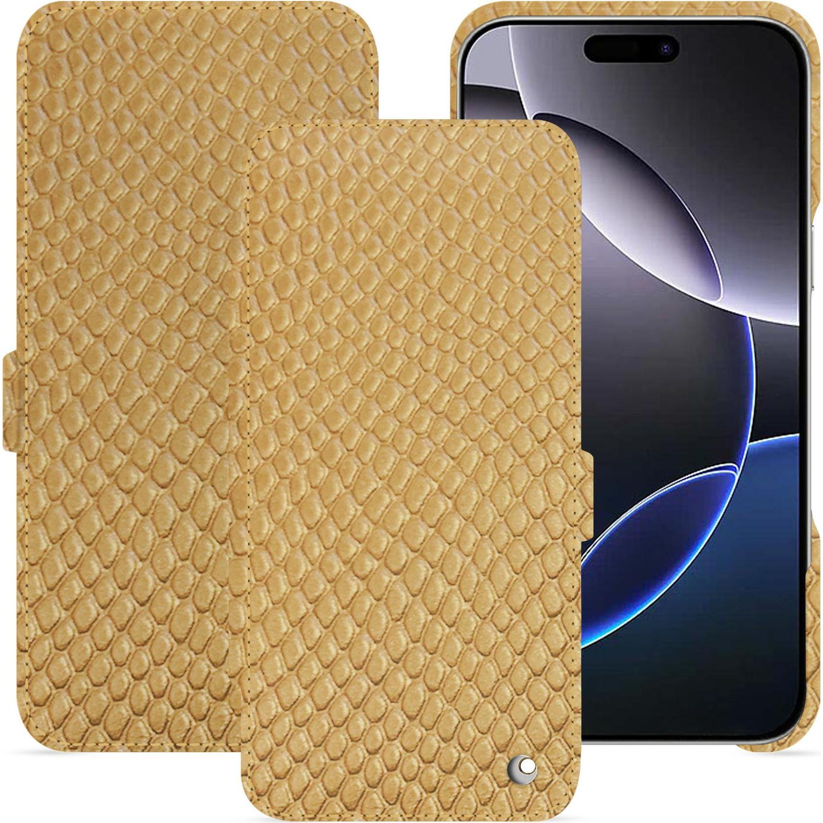 Noreve Lederschutzhülle horizontal (Apple iPhone 16 Pro Max), Smartphone Hülle, Beige