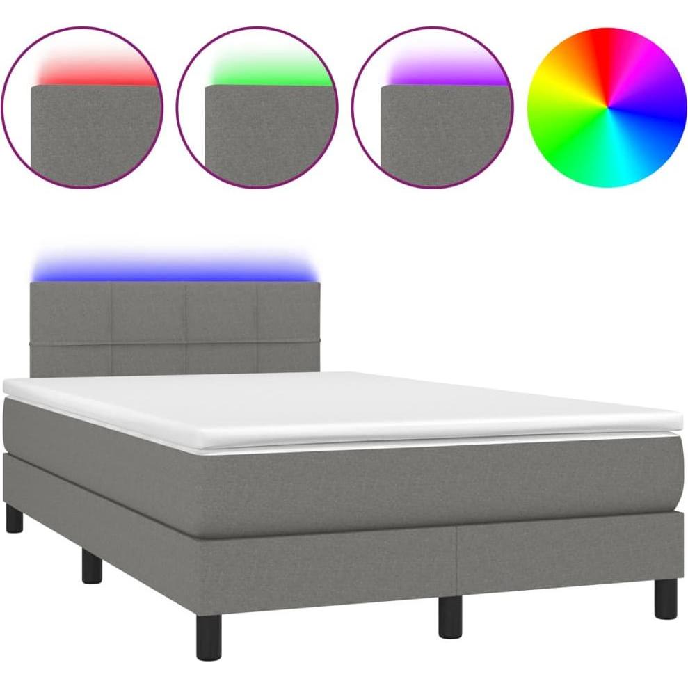 Thumbnail - VidaXL, Bett, Bo x springbett mit Matratze & LED 120 x 190 cm Stoff (120 x 190 cm)