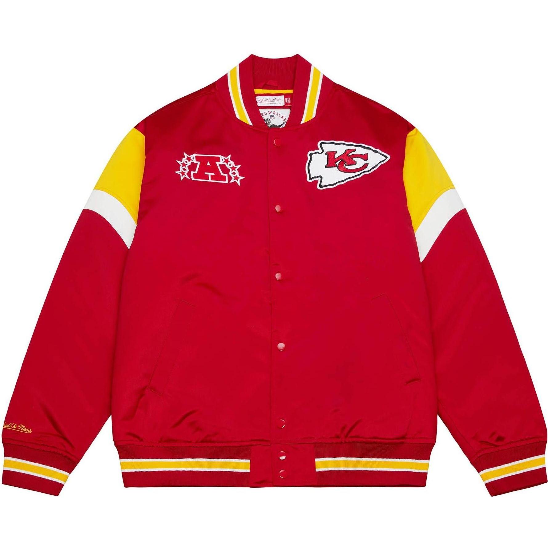 Mitchell & Ness, Herren, Jacke, M&N Heavyweight Satin Jacke NFL Kansas City Chiefs - M (M), Rot, M