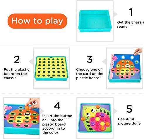 Immagine prodotto Activity Board Gioco del mosaico per bambini, gioco educativo del mosaico con 18 piastre colorate e 50 perline.