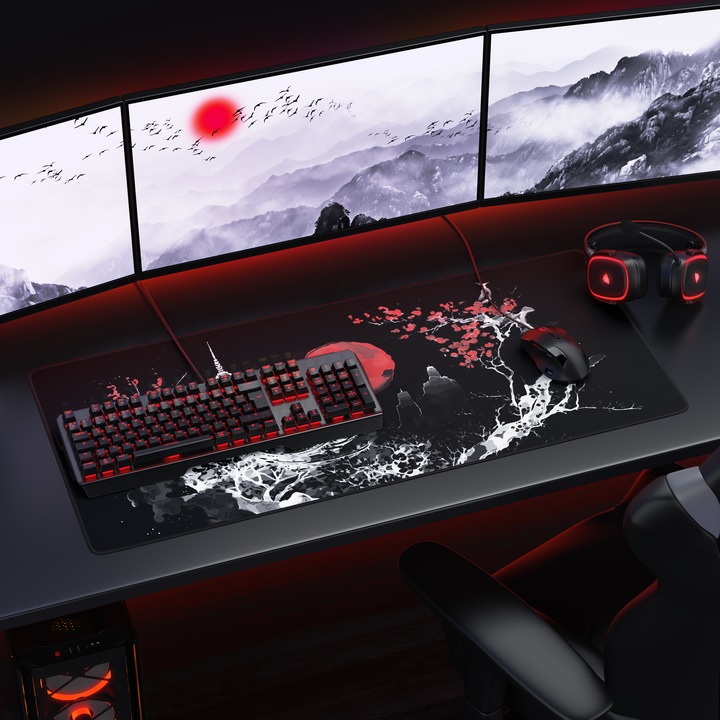 Actual product image Titanwolf Gaming Mauspad, 900 x 400mm XXL Speed Gaming Mausmatte, Mousepad Extragrosse Fläche, Japan Ink Black (XXL)
